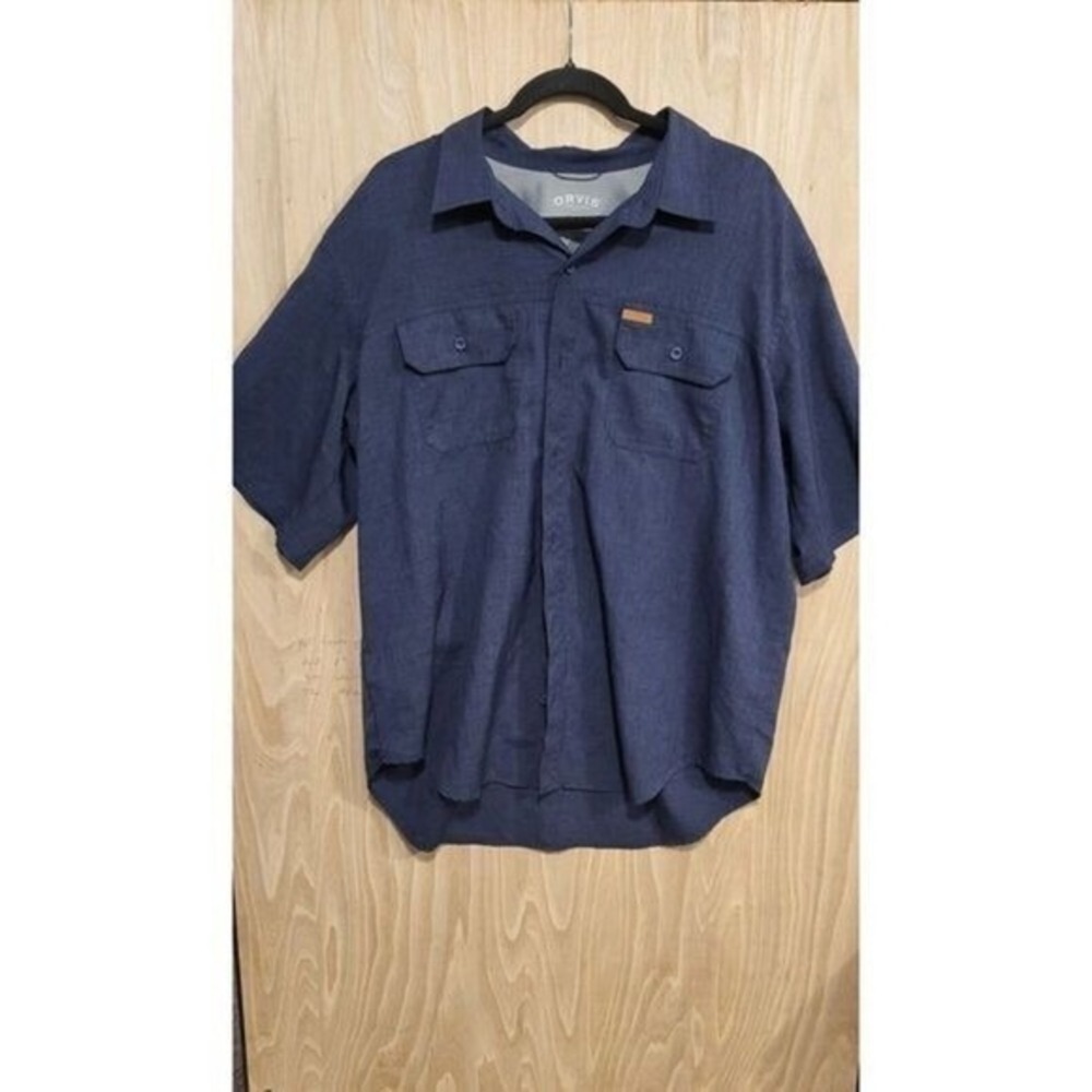 Orvis Mens Navy Blue Short Sleeve Size XXL Utility Gorpcore Rugged Casual.